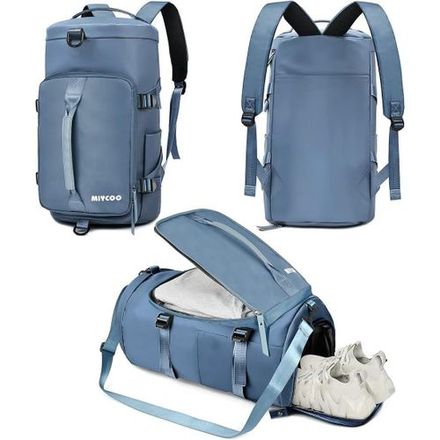 Sac De Sport À Grande Capacité Avec Compartiment À Chaussures, Sac De Fitness Étanche Pour Hommes Et Femmes, Bleu thumbnail 4