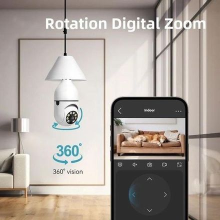 Caméra De Sécurité Wifi 360°, Ampoule Ip E27 1080p Avec Vision Nocturne Et Détection De Mouvement thumbnail 1