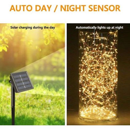 Guirlande Lumineuse Solaire 10m Extérieure – 100 Led Étanches, Décoration Jardin Et Balcon thumbnail 3