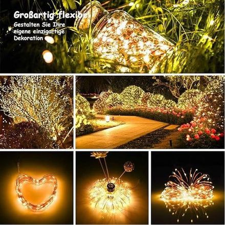 Guirlande Lumineuse Solaire 10m Extérieure – 100 Led Étanches, Décoration Jardin Et Balcon thumbnail 2