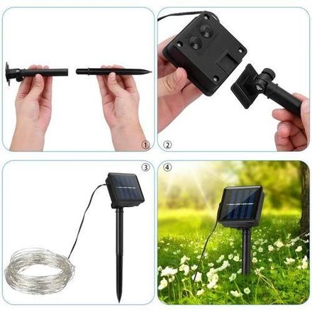Guirlande Lumineuse Solaire 10m Extérieure – 100 Led Étanches, Décoration Jardin Et Balcon thumbnail 4