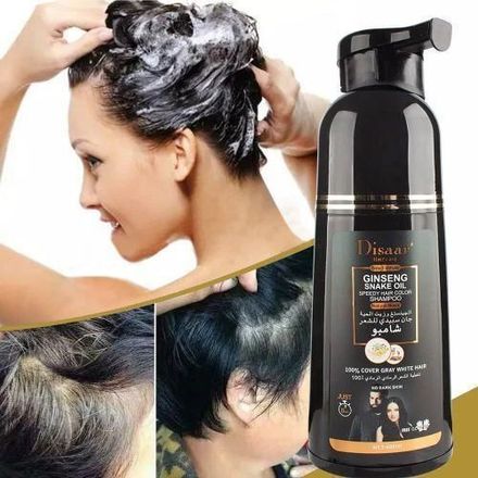 Shampoing Colorant Noir Pour Couvrir Les Cheveux Gris Et Blancs, Soin Naturel, 400ml thumbnail 3