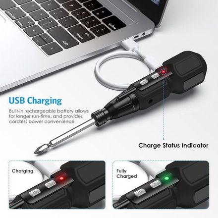 Perceuse Visseuse Électrique Sans Fil, Outil Automatique Rechargeable Usb thumbnail 2