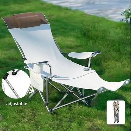 Chaise De Camping Avec Appui-tête, Repose-pieds, Chaise Pliable Pour Plein Air thumbnail 1