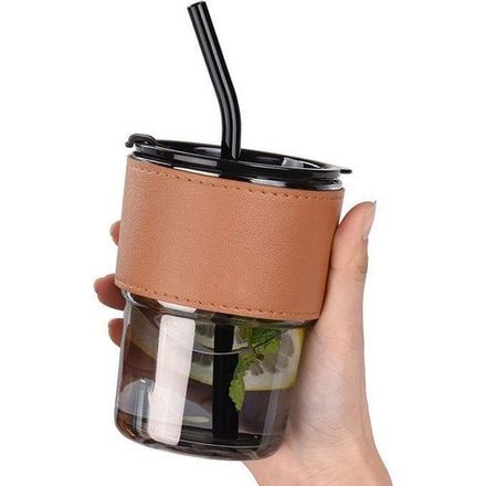 Tasse À Café En Verre Avec Ceinture Cuir Élégante thumbnail 3