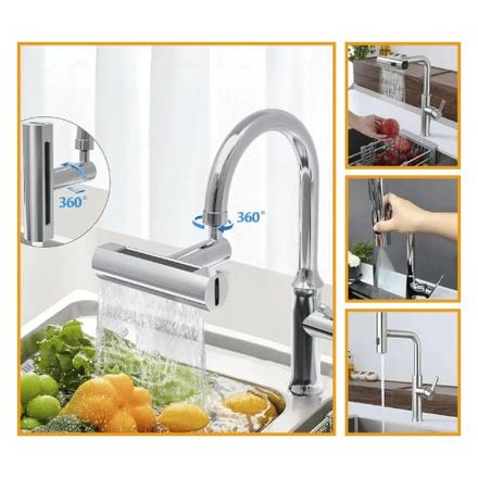 Robinet Pivotant À 360° Économie D'eau Et Confort Pour Cuisine, Robinet Lavabo thumbnail 2