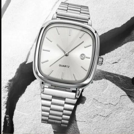 Montre Élégant Avec Indicateur De Date Pour Homme Acier Poli Cadran Argenté thumbnail 3