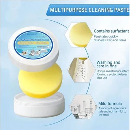 Crème Nettoyant Éclaircissant Pour Chaussures Blanches, Crème Polyvalente Avec Éponge thumbnail 3