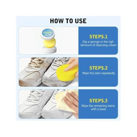 Crème Nettoyant Éclaircissant Pour Chaussures Blanches, Crème Polyvalente Avec Éponge thumbnail 4