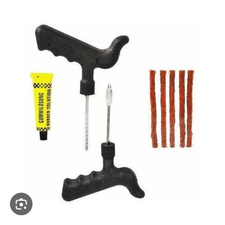 Kit De Réparation De Pneus Tubeless, Mèches Et Outils Inclus Pour Voiture Et Moto, 5 Bandes De Vulcanisation thumbnail 1