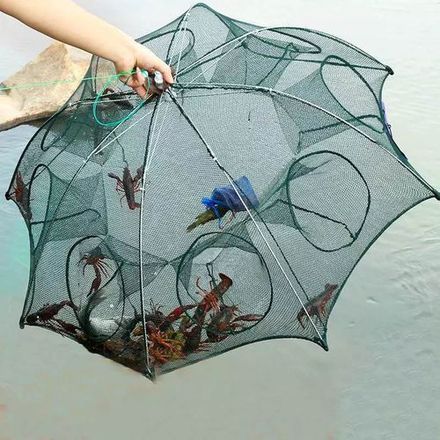 Filet De Pêche Automatique Pliable Pour Poissons, Crevettes, Ménès, Crabe, Maille thumbnail 3