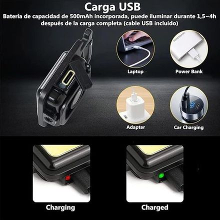 Mini Lampe De Poche Porte-clés, Led Rechargeable Portable Avec Crochet, 4 Modes thumbnail 3