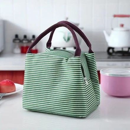 Sac À Lunch Isotherme Réutilisable, Sac Repas Portable Avec Doublure Isolante, Pour Bureau, Voyage Et Pique-nique, Vert thumbnail 1