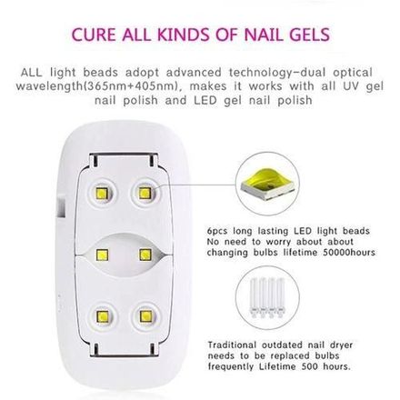 Machine Sèche Ongles Uv Led Portable 6w, Séchage Rapide Pour Vernis Gel thumbnail 2