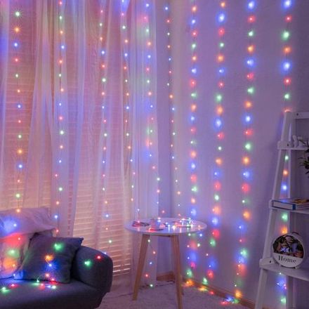 Guirlande Lumineuse Rideau 300 Led – 3x3m, 8 Modes, Usb Et Télécommande, Étanche thumbnail 1