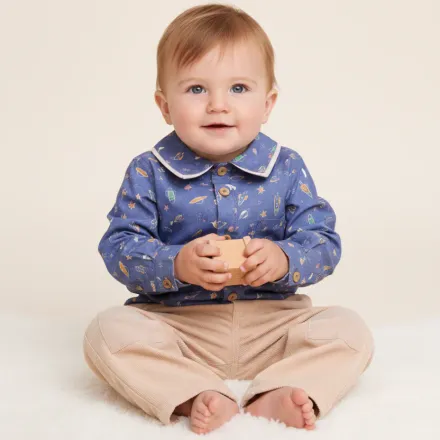 Chemise Bébé Garçon À Motif Espace – Douceur & Imagination thumbnail 1