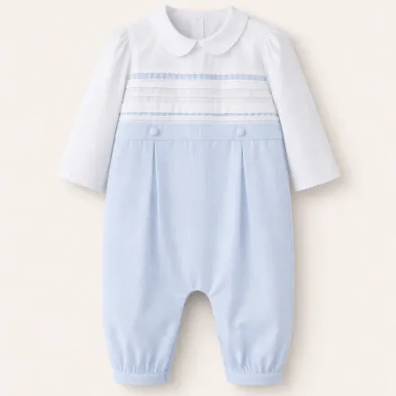 Barboteuse Élégance Bleu Ciel – Bébé Garçon thumbnail 1