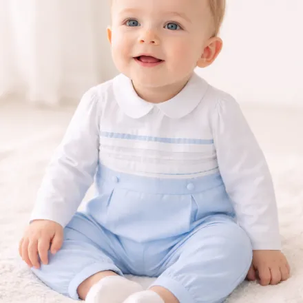 Barboteuse Élégance Bleu Ciel – Bébé Garçon thumbnail 3