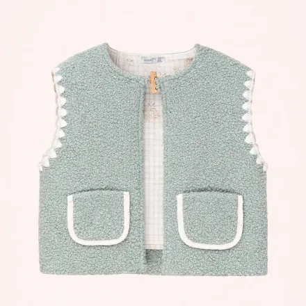 Gilet Bébé Sans Manches En Tissu Bouclette thumbnail 1