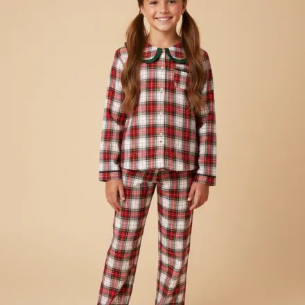 Ensemble Pyjama Fille À Carreaux – Style Classique & Confort thumbnail 1