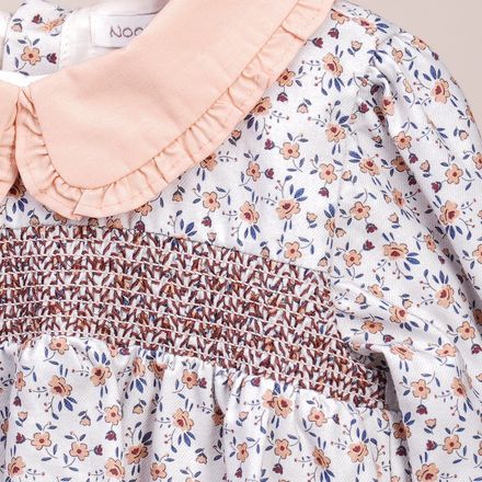 Robe Bébé Fille Imprimé Fleuri & Col Contrasté Pêche thumbnail 4