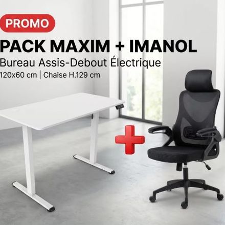 Pack Imanol + Maxim Bureau Assis-debout Électrique Blanc thumbnail 1