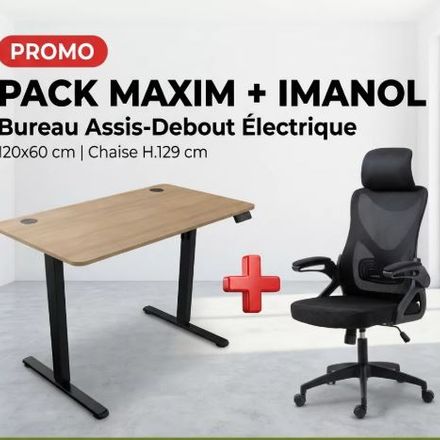 Pack Imanol + Maxim Bureau Assis-debout Électrique Chêne thumbnail 2
