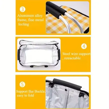 Sac Isotherme Portable – Panier À Provisions Pliable Pour Pique-nique Et Plein Air thumbnail 4