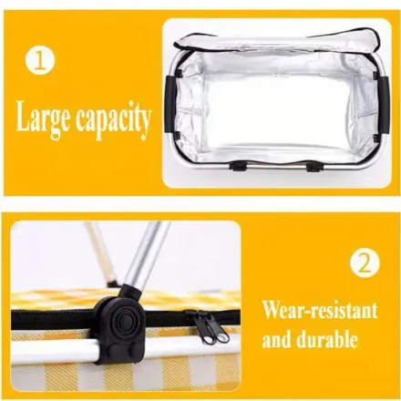 Sac Isotherme Portable – Panier À Provisions Pliable Pour Pique-nique Et Plein Air thumbnail 3
