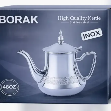 Théière Marocaine Moderne En Inox – 48 Oz – Design Élégant Et Durable thumbnail 2