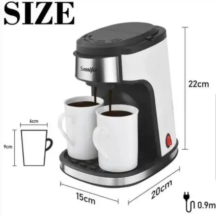 Machine À Café Filtre – 2 Tasses En Porcelaine – 450w (sf-3540) thumbnail 4