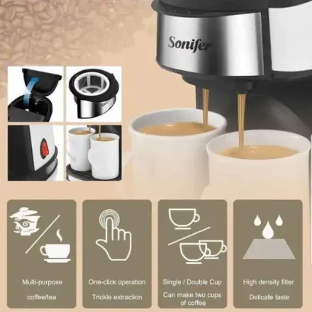 Machine À Café Filtre – 2 Tasses En Porcelaine – 450w (sf-3540) thumbnail 3