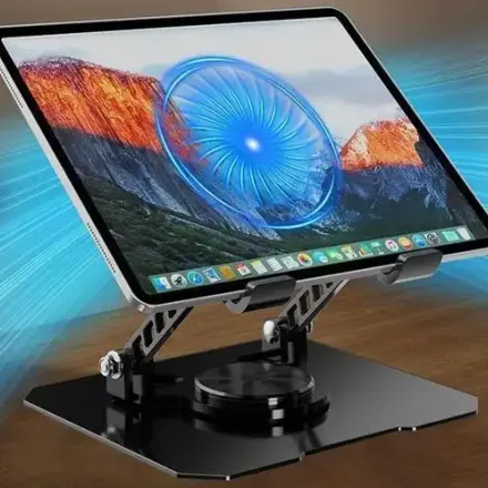 Support Métallique Pliable Pour Pc Portable & Tablette – Réglable Avec Ventilateur Refroidisseur (multicouleur Aléatoire) thumbnail 3