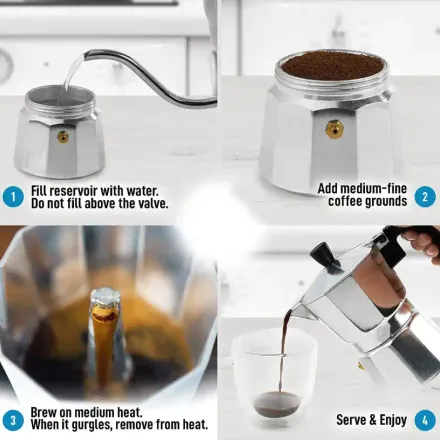 Cafetière Espresso Italienne – Manuelle En Aluminium thumbnail 3