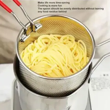 Friteuse En Acier Inoxydable Avec Panier – Poignées Rouges – Friture Sécurisée À La Maison thumbnail 4