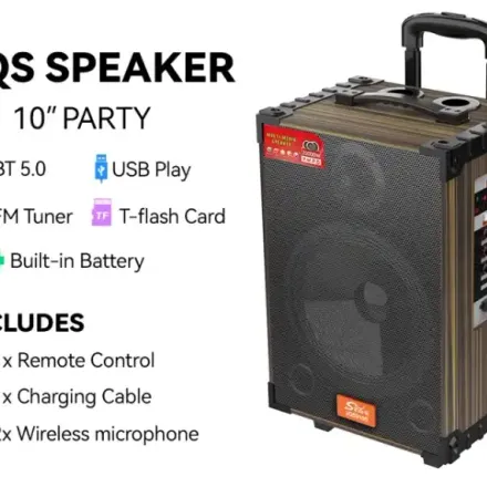 Haut-parleur Extérieur Haute Puissance Jqs910s – 2 Microphones Bluetooth Karaoké Pour Fête Et Danse thumbnail 3