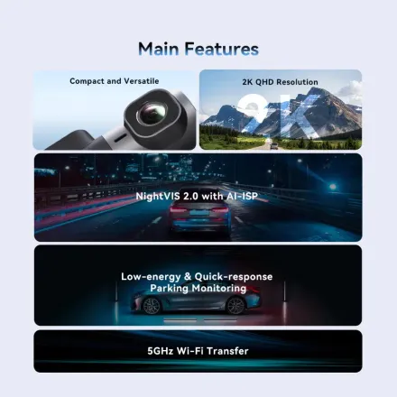 Mini 2x Caméra Voiture 2k Wifi + Hardwire Kit thumbnail 4