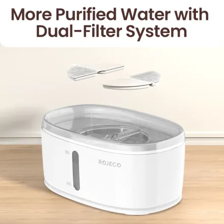 Rojeco Fontaine À Eau Chat Automatique 2.5l – Pompe Sans Fil Silencieuse thumbnail 2