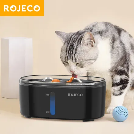 Rojeco 2.5l Dual Pet Water Fountain - Automatic Cat Water Dispenser With Filter thumbnail 2