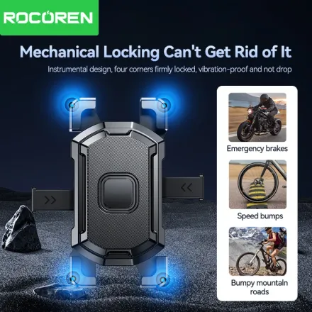 Rocoren-support De Téléphone Portable De Vélo Réglable, Support De Clip De Guidon Rotatif, Résistant À 360, Iphone 15, 14, 13, Xiaomi, Samsung thumbnail 3