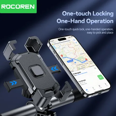 Rocoren-support De Téléphone Portable De Vélo Réglable, Support De Clip De Guidon Rotatif, Résistant À 360, Iphone 15, 14, 13, Xiaomi, Samsung thumbnail 4