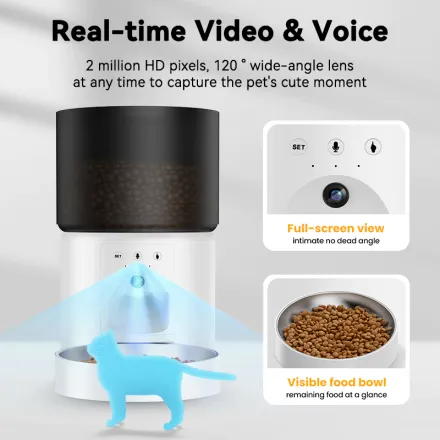 Rojeco 3l Distributeur Automatique Pour Animaux Avec Caméra 1080p thumbnail 4