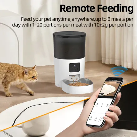 Mangeoire Automatique Pour Chat Rojeco 3l Avec Caméra – Contrôle À Distance Via App Mobile thumbnail 2