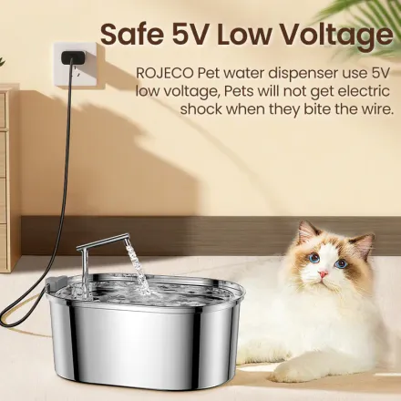Fontaine À Eau Pour Chat Rojeco 3.2l Stainless Steel Cat Water Fountain thumbnail 4