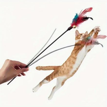 Jouet De Dessin Animé Interactif Pour Chat, Une Tige De Plumes thumbnail 3