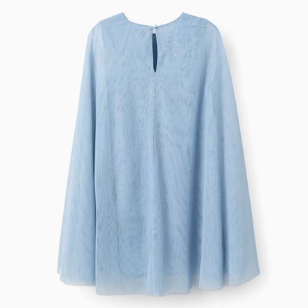 Sleeveless Tulle Dress With Cape Sleeves And Glitter thumbnail 2