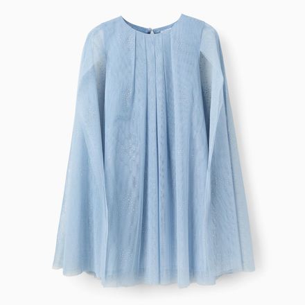 Sleeveless Tulle Dress With Cape Sleeves And Glitter thumbnail 3