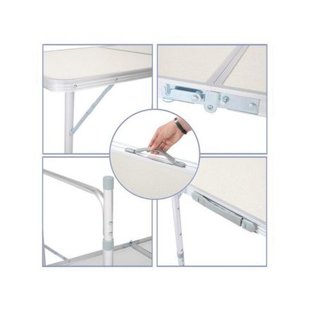 Table Camping Pliable Réglable Aluminium 120x60 Cm thumbnail 3