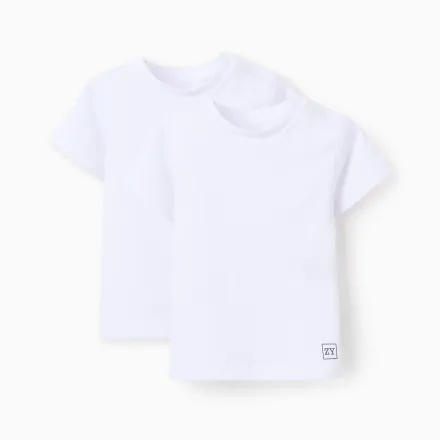 Pack 2 T-shirts Unis En Coton Pour Bébé Garçon thumbnail 1