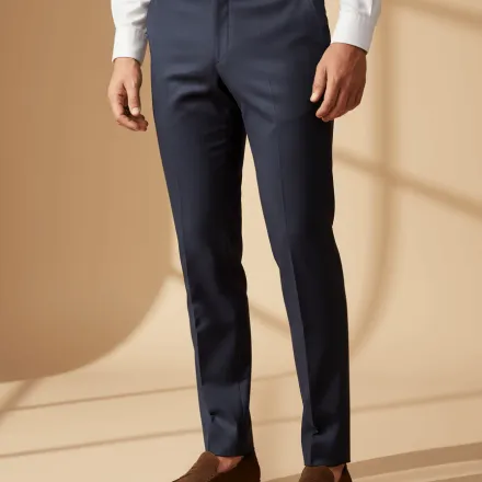 Navy Tailored Wool Trousers thumbnail 1